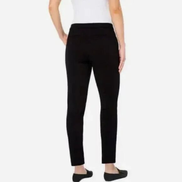 LVPL Liverpool Women Black Mid Rise Flat Front Pull On Pants Trouser, 12/31 - Picture 2 of 7